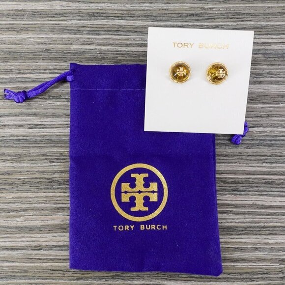 Tory Burch Roxanne Circle Stud Earrings Rolled Brass/Gold OS - Picture 4 of 12